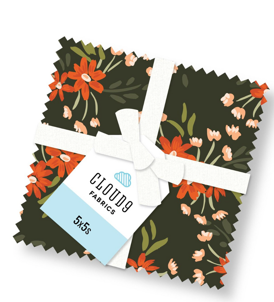 5" charm pack (42pcs) -- Crimson & Evergreen By Kay's Illustrations -- Cloud 9