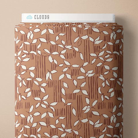 Foliage Stripe | Soft Brown Quilting Cotton -- Indigo and Sienna by Hello Aunty Design -- Cloud 9
