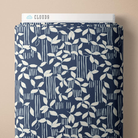 Foliage Stripe | Blue Quilting Cotton -- Indigo and Sienna by Hello Aunty Design -- Cloud 9