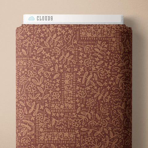 Wildflower Corner | Rust Quilting Cotton -- Indigo and Sienna by Hello Aunty Design -- Cloud 9