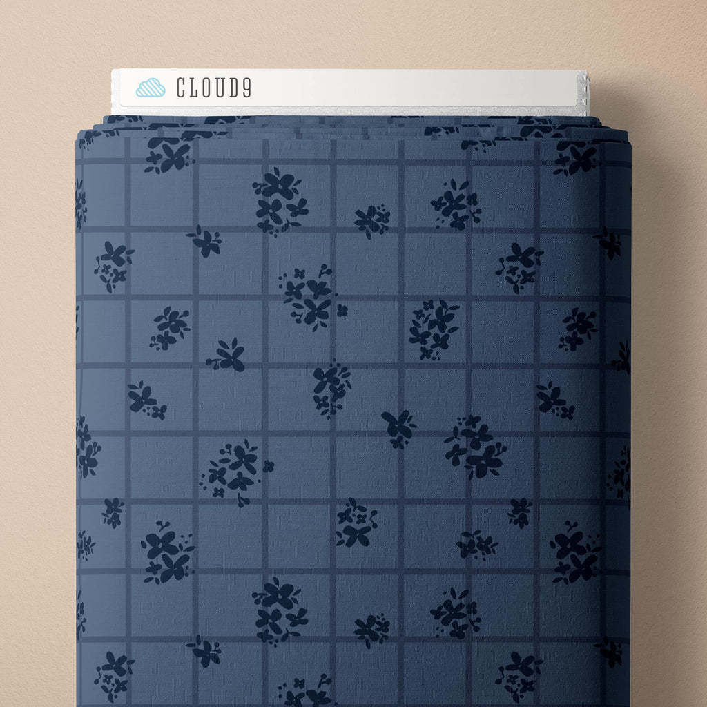 Ditsy Check Double Gauze -- Indigo and Sienna by Hello Aunty Design -- Cloud 9