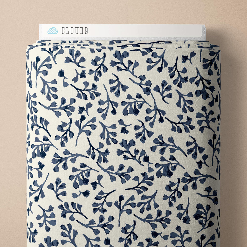 Wild Foliage | Blue Quilting Cotton -- Indigo and Sienna by Hello Aunty Design -- Cloud 9