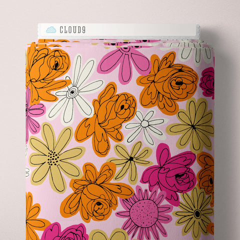 Floral Explosion in Pink Rayon Organic -- Cloud 9