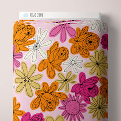 Floral Explosion in Pink Rayon Organic -- Cloud 9
