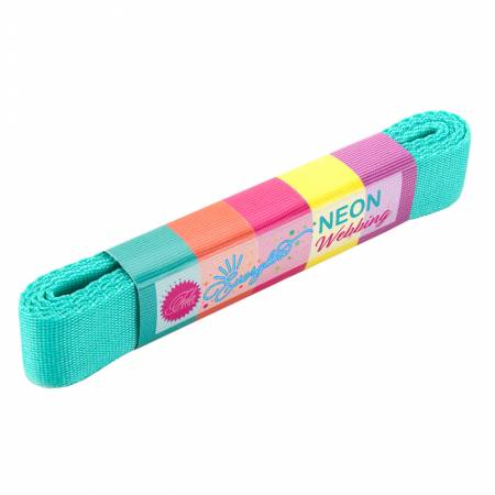 Tula Pink Spirit Teal EverGlow Webbing 1in x 2yd -- Renaissance Ribbons Inc