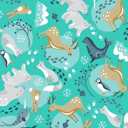 Turquoise Polar Pals Anti-Pill Winter Fleece Print