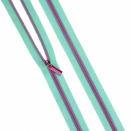#5 Nylon Tula Pink Coil Zipper 3yds and 9 Pulls --- Assorted Colors -- Sallie Tomato