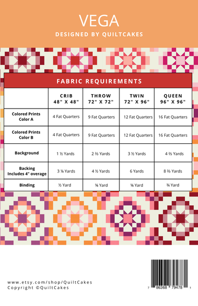 Vega Quilt Pattern Printed