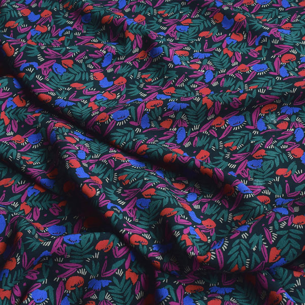 Dark Flower Jungle Fabric