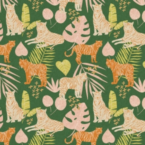 Jungle Cruisin' - Stripe Squad - Rainforest Unbleached Canvas Fabric --  Cotton + Steel Fabrics