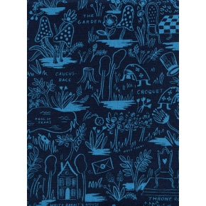 Wonderland - Magic Forest - Navy Canvas Fabric -- Rifle Paper Co. for Cotton + Steel