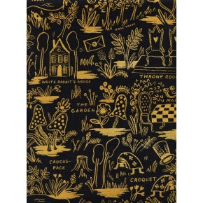 Wonderland - Magic Forest - Charcoal Canvas Metallic -- Cotton + Steel Fabrics