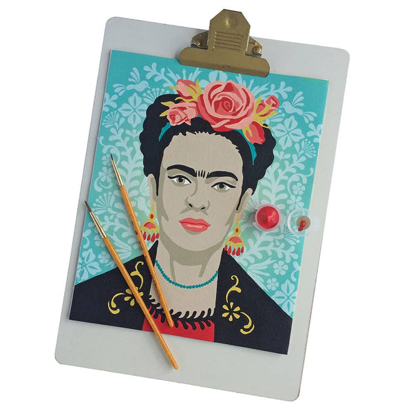 Turquoise Frida with Flowers Paint-by-Number Kit