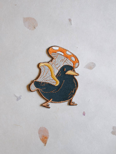 Mushroom Bird Iron-On Patch (New Size 3” x 2.5”)