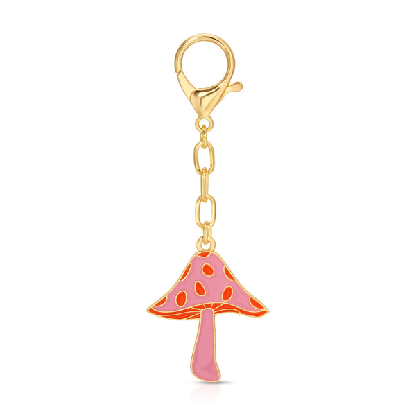 Enamel Bag Charm / keychain - Mushroom
