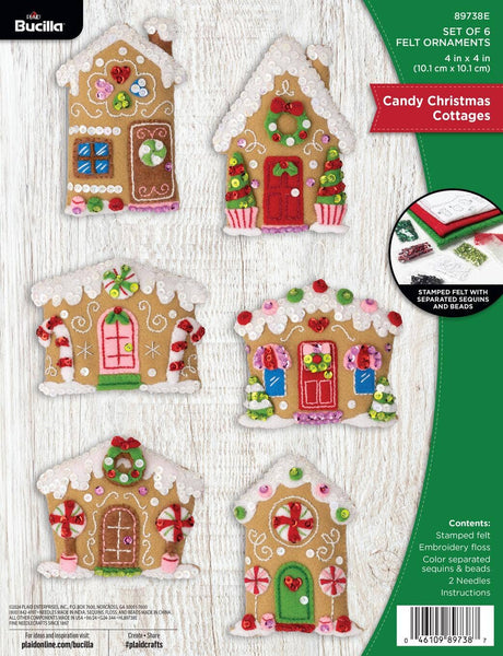 Bucilla ® Seasonal Felt Ornaments Kit - Candy Cottages