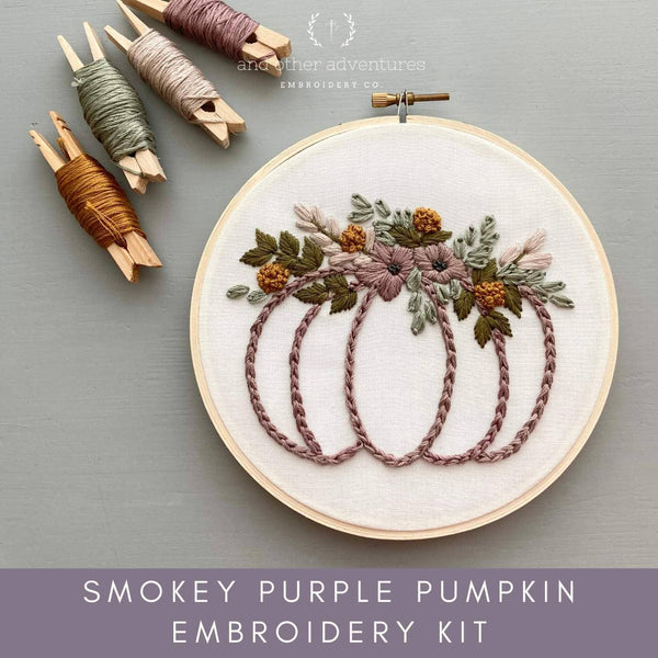 Beginner Hand Embroidery Kit - Smokey Purple Pumpkin