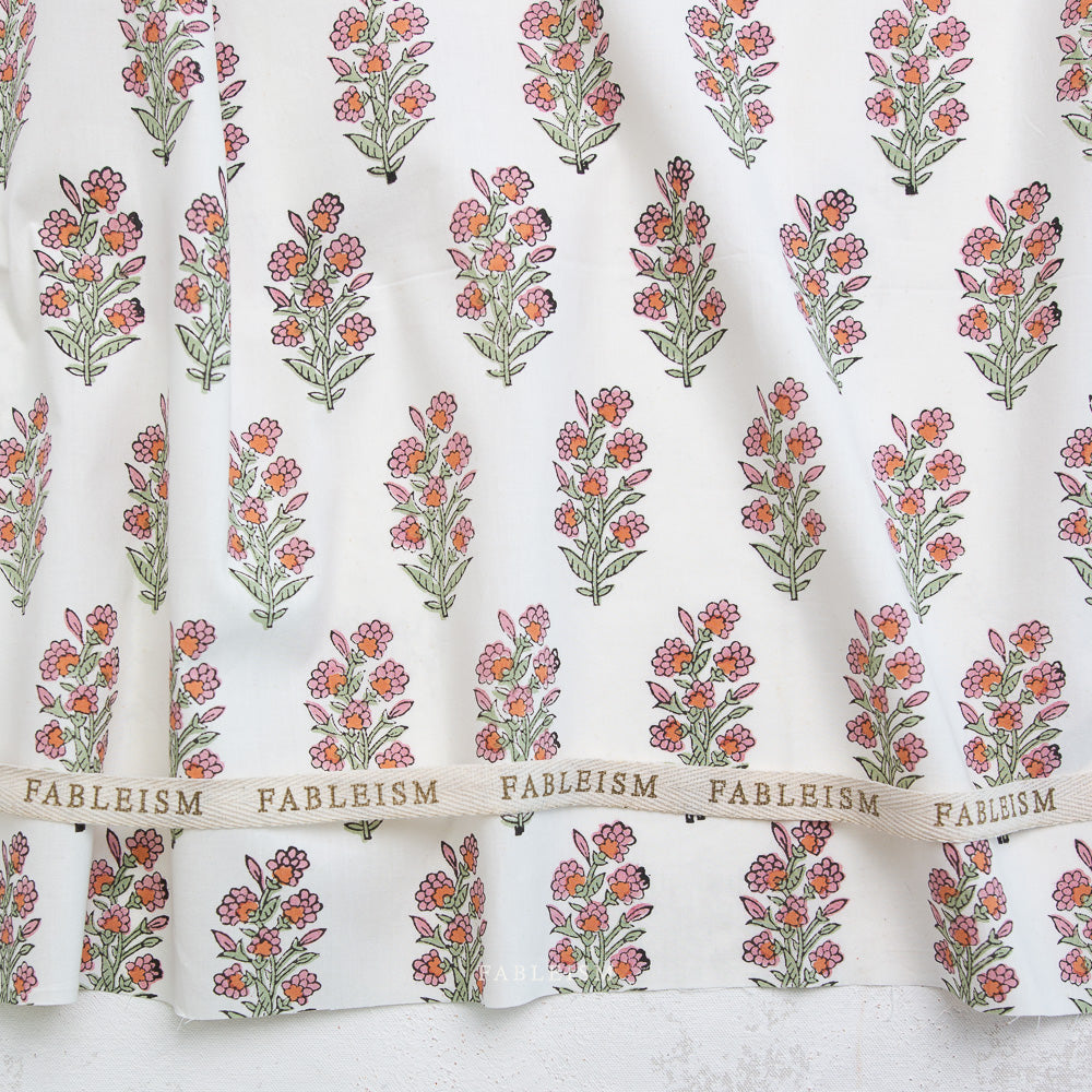 Indian Block Prints Cottage: Wild Floral in Blushing -- Fableism