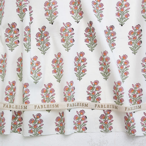 Indian Block Prints Cottage: Wild Floral in Blushing -- Fableism