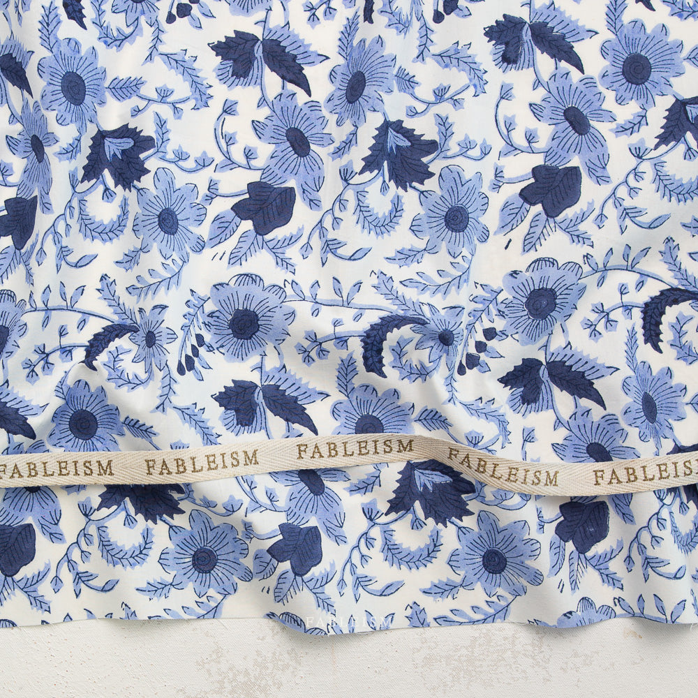 Indian Block Prints Cottage: Country Floral in Blue -- Fableism