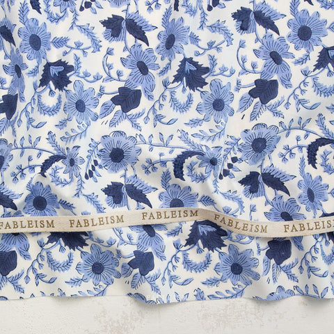 Indian Block Prints Cottage: Country Floral in Blue -- Fableism