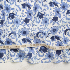 Indian Block Prints Cottage: Country Floral in Blue -- Fableism