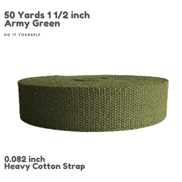 1.5" Army Green Heavy Cotton Webbing for Bag Belt
