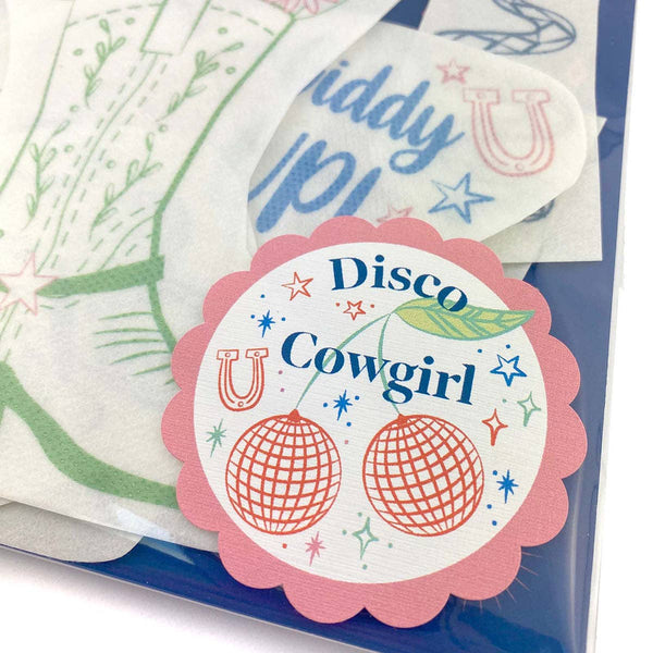 Stick It Stitch It Water Soluble Embroidery Patterns-Disco Cowgirl