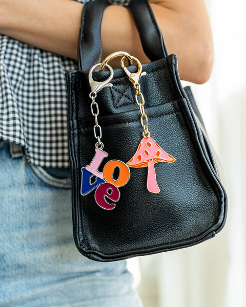 Enamel Bag Charm / keychain - Mushroom