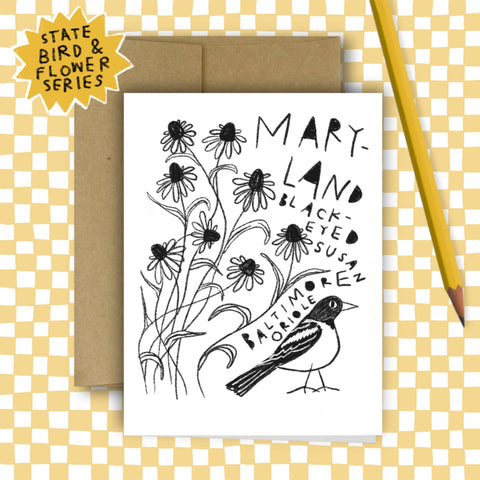 MARYLAND State Flower & Bird Greeting Card