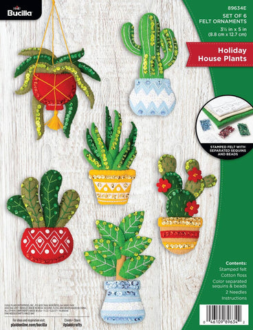 Bucilla Holiday Houseplants Felt Ornament Kit set of 6