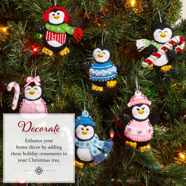 Bucilla Winterland Penguins Felt Ornament Kit Set of 6