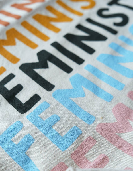 Feminist Canvas Tote Bag with Vegan Leather Handles