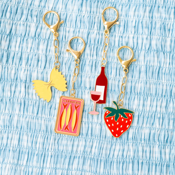 Enamel Bag Charm / keychain - Strawberry