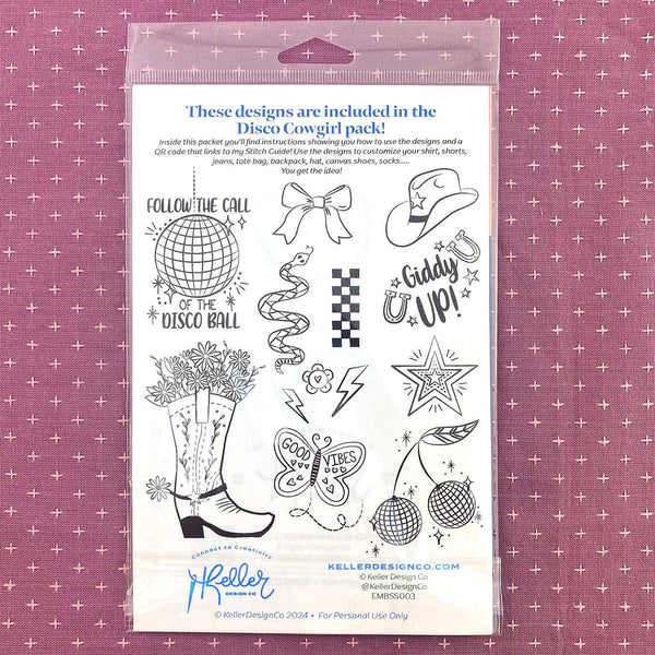 Stick It Stitch It Water Soluble Embroidery Patterns-Disco Cowgirl