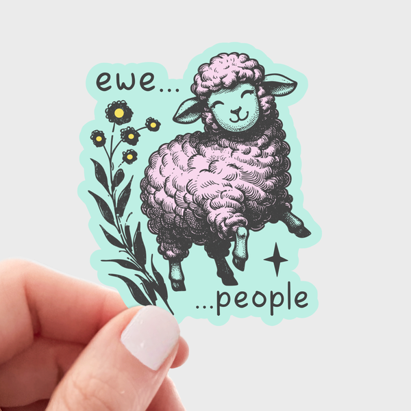 Ewe...People Sticker - sheep, lamb, introvert, mental health