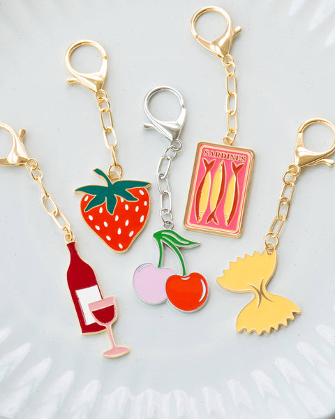 Enamel Bag Charm / keychain - Strawberry