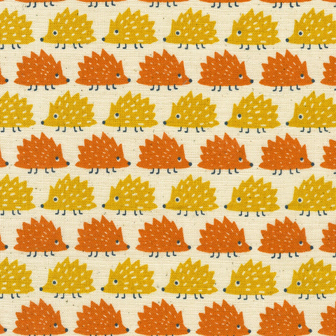 Hedgehogs Orange Yellow by Sevenberry from Cotton Slub Prints -- Robert Kaufman