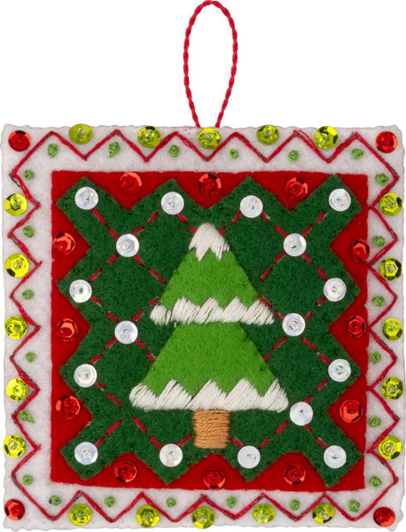 Bucilla Holiday Quilt Squares Felt Ornament Kit Set of 6