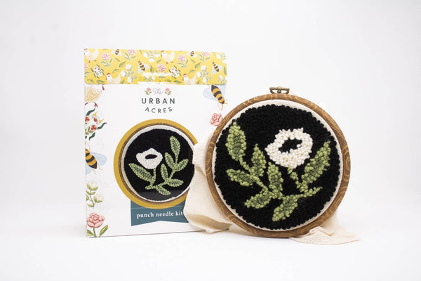 Black Floral Punch Needle Kit