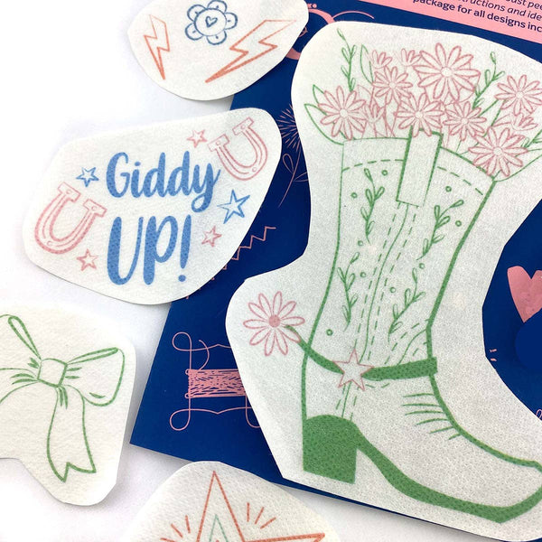 Stick It Stitch It Water Soluble Embroidery Patterns-Disco Cowgirl