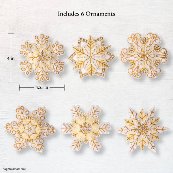 Bucilla Pearl Snowflakes Felt Ornaments set of 6