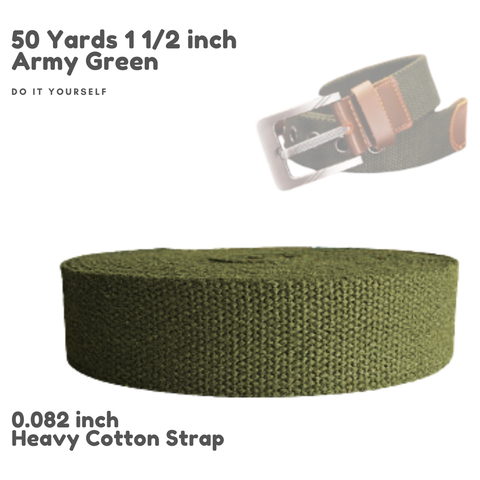 1.5" Army Green Heavy Cotton Webbing for Bag Belt