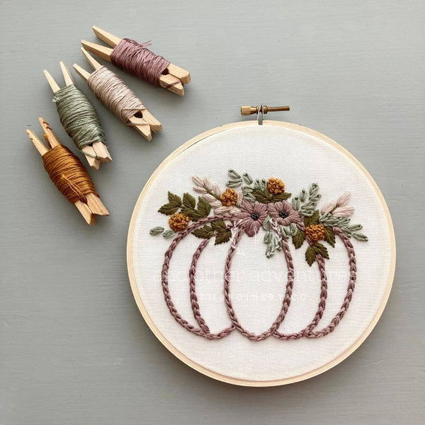 Beginner Hand Embroidery Kit - Smokey Purple Pumpkin