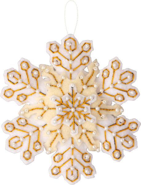 Bucilla Pearl Snowflakes Felt Ornaments set of 6