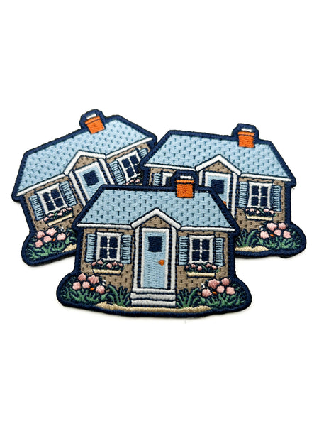 Embroidered Cottage House Patch Cozy Home Floral Cottage