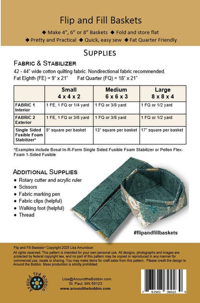 Flip and Fill Baskets | Sewing Pattern