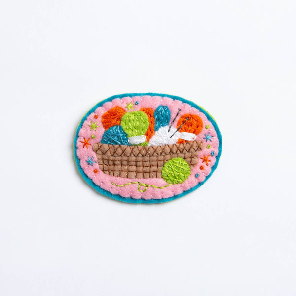Knitting Basket Felt Craft Brooch Kit | Complete Craft Kit