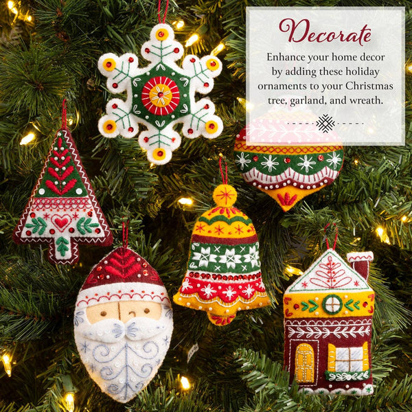 Bucilla® Santa’s Nordic Ornaments Felt Kit