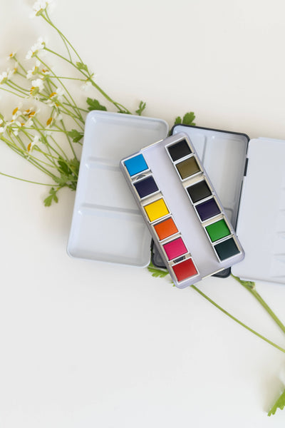 12 Color Mini-Travel Watercolor Paint Palette
